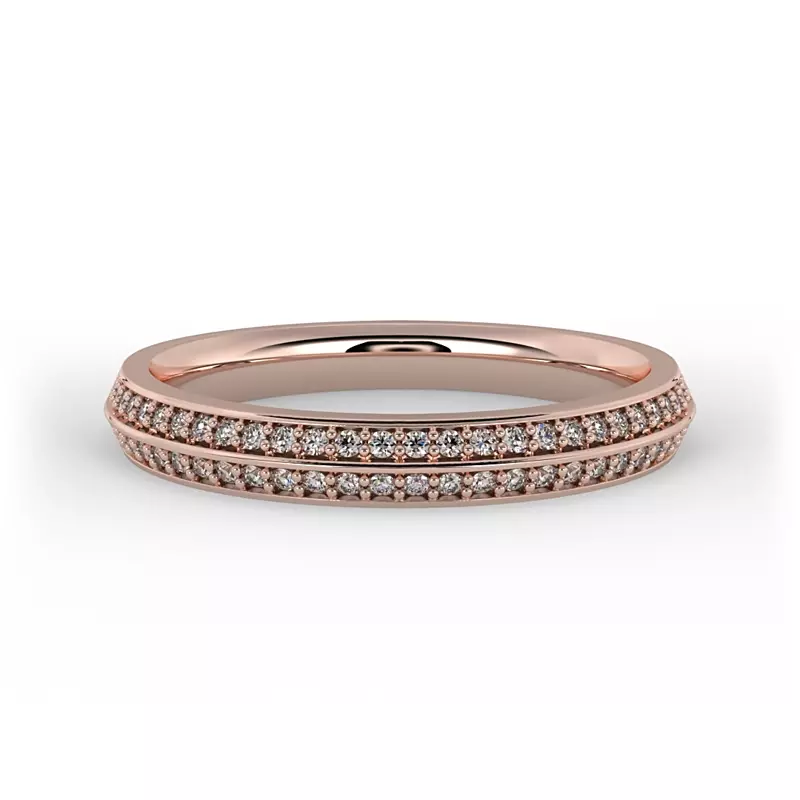 14K Rose Gold Phoenix Double Row Pave Band