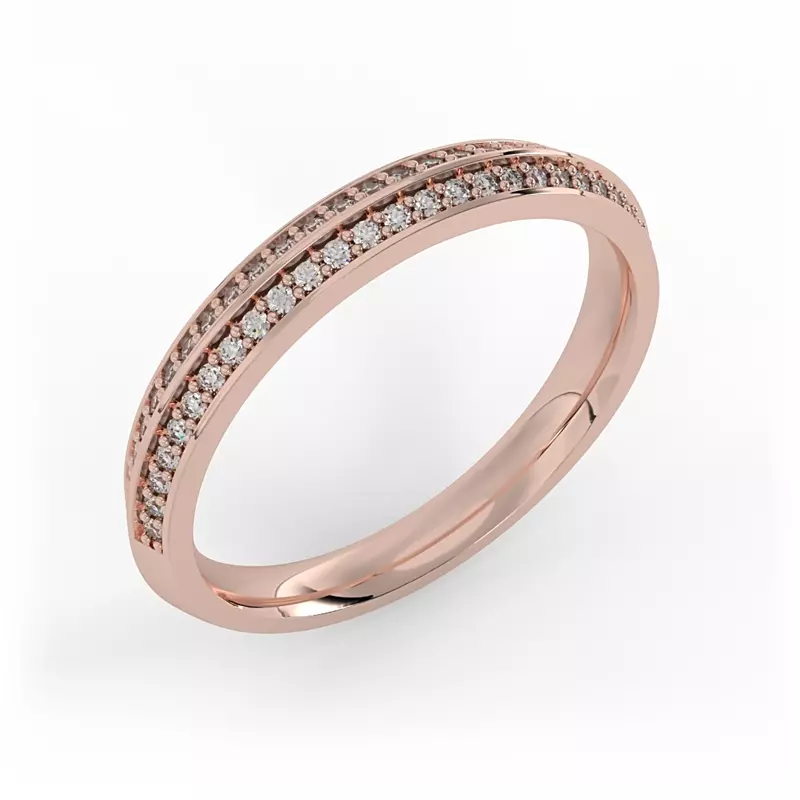 14K Rose Gold Phoenix Double Row Pave Band