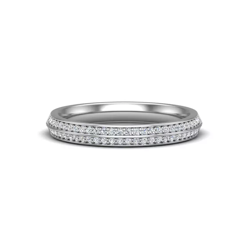 14K White Gold Phoenix Double Row Pave Band