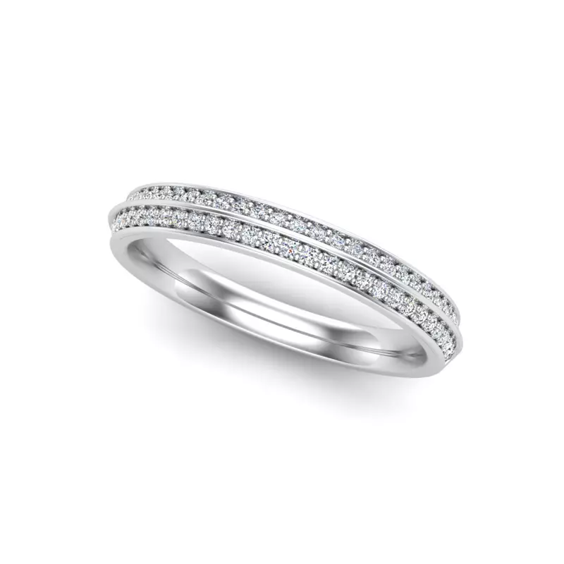 14K White Gold Phoenix Double Row Pave Band