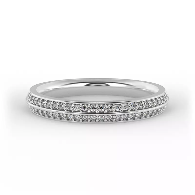 14K White Gold Phoenix Double Row Pave Band