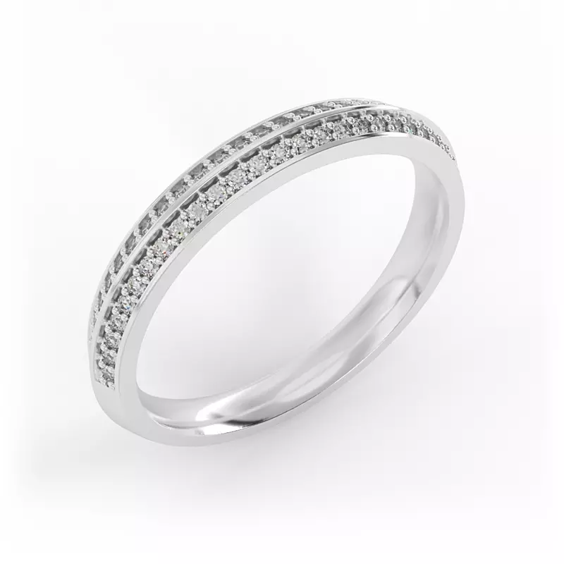 14K White Gold Phoenix Double Row Pave Band