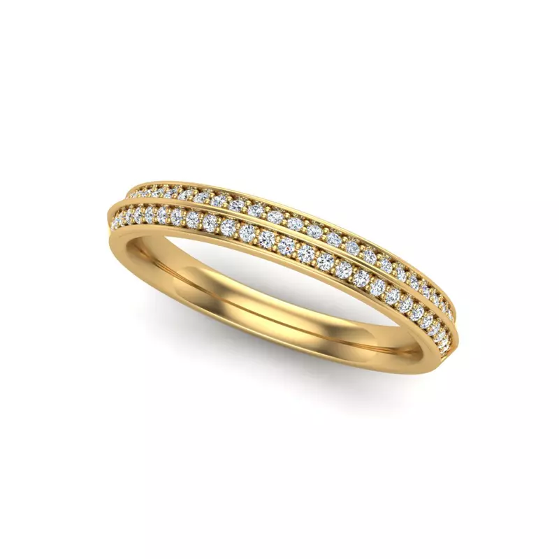 18K Yellow Gold Phoenix Double Row Pave Band