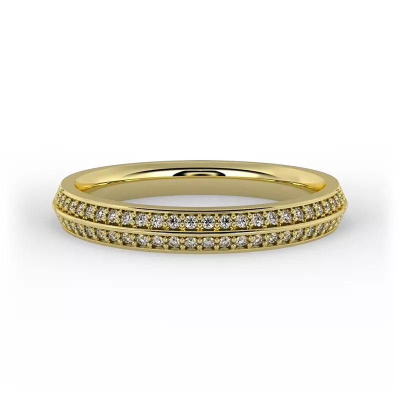 18K Yellow Gold Phoenix Double Row Pave Band