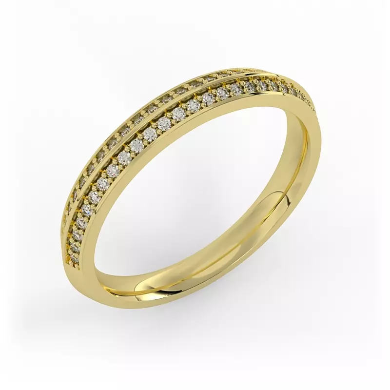 18K Yellow Gold Phoenix Double Row Pave Band