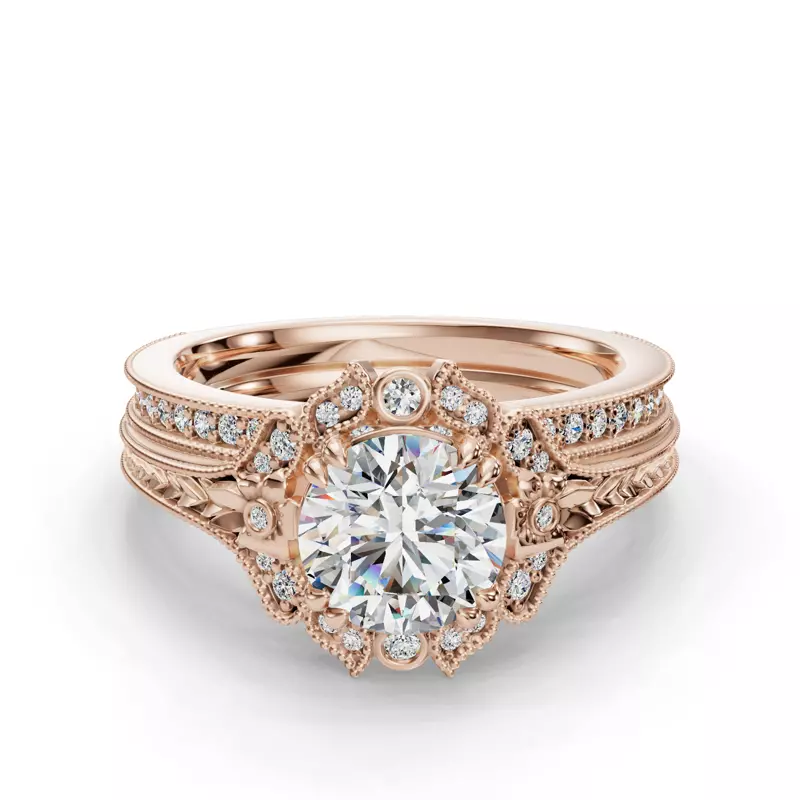 14K Rose Gold Lilly Pave Band