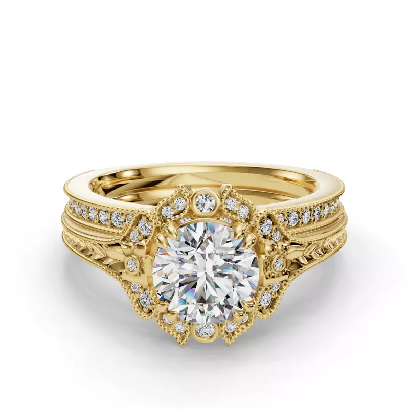 14K Yellow Gold Lilly Pave Band
