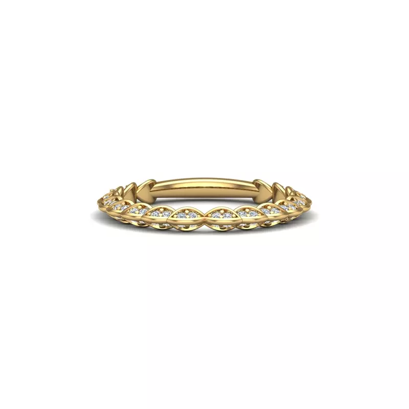 14K Yellow Gold Cataleya Pave Leaf Band