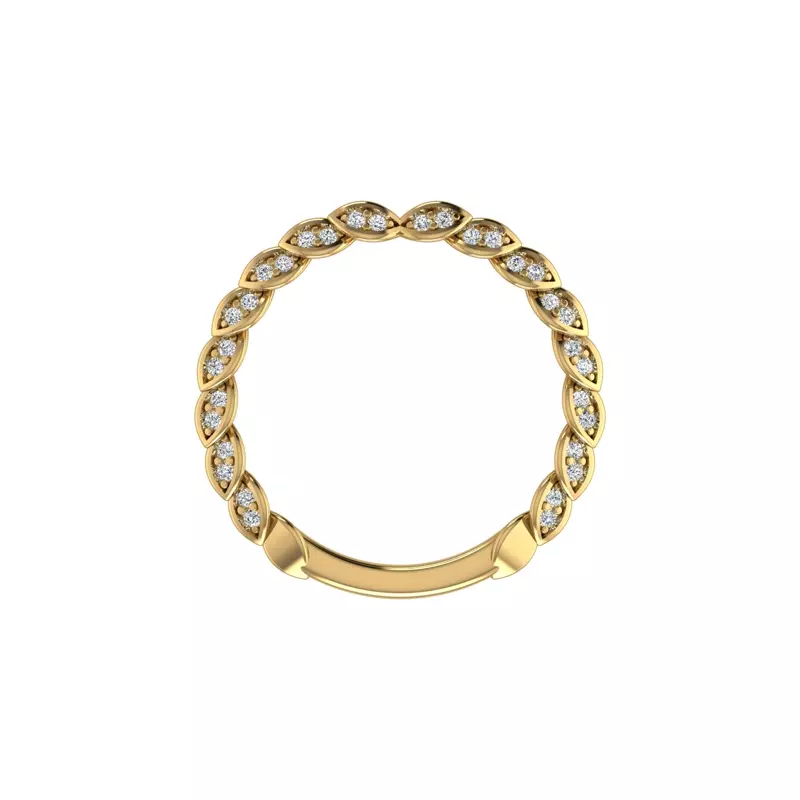 14K Yellow Gold Cataleya Pave Leaf Band