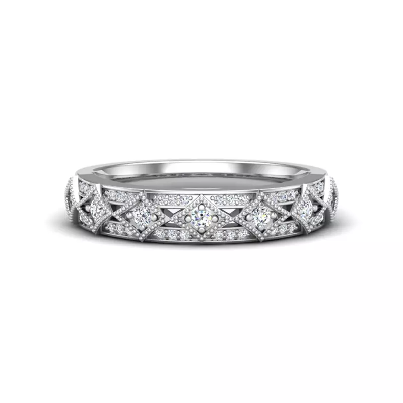 14K White Gold Paige Art Deco Diamond Band