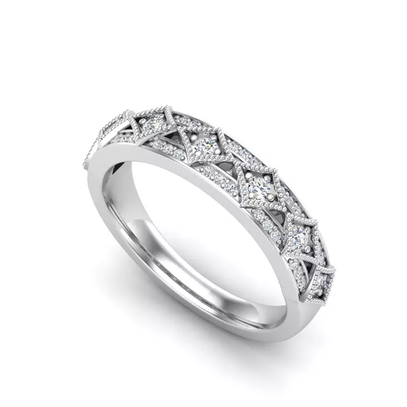 14K White Gold Paige Art Deco Diamond Band