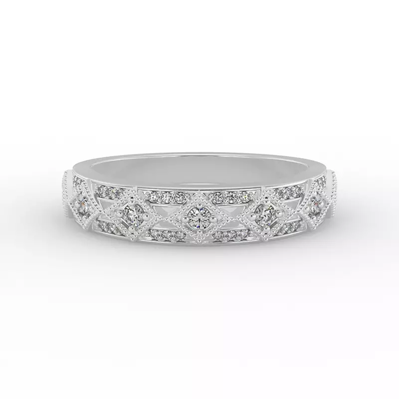 14K White Gold Paige Art Deco Diamond Band