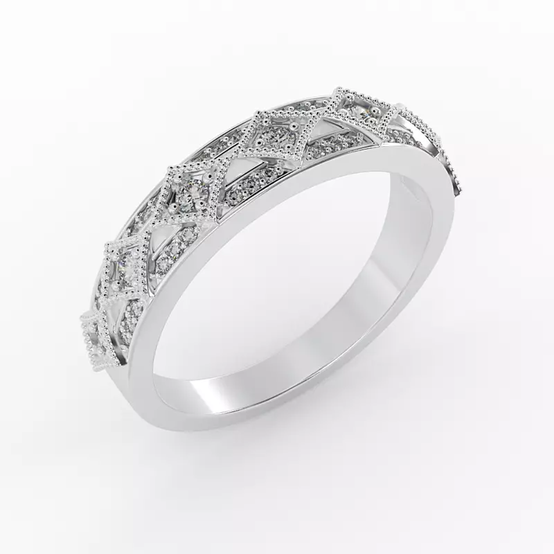 14K White Gold Paige Art Deco Diamond Band