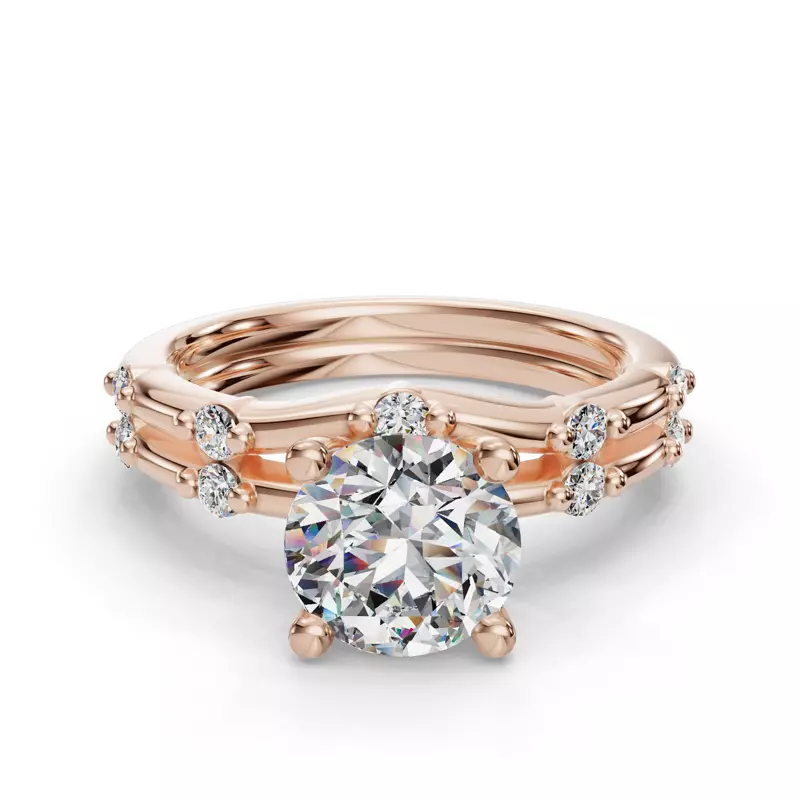 14K Rose Gold Mariana Curved Pave Band