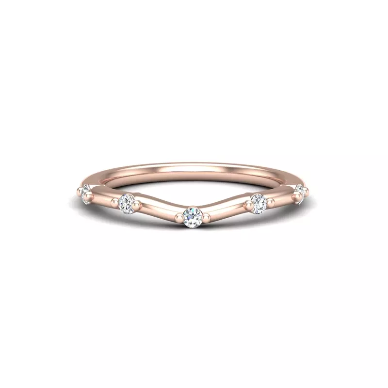 14K Rose Gold Mariana Curved Pave Band