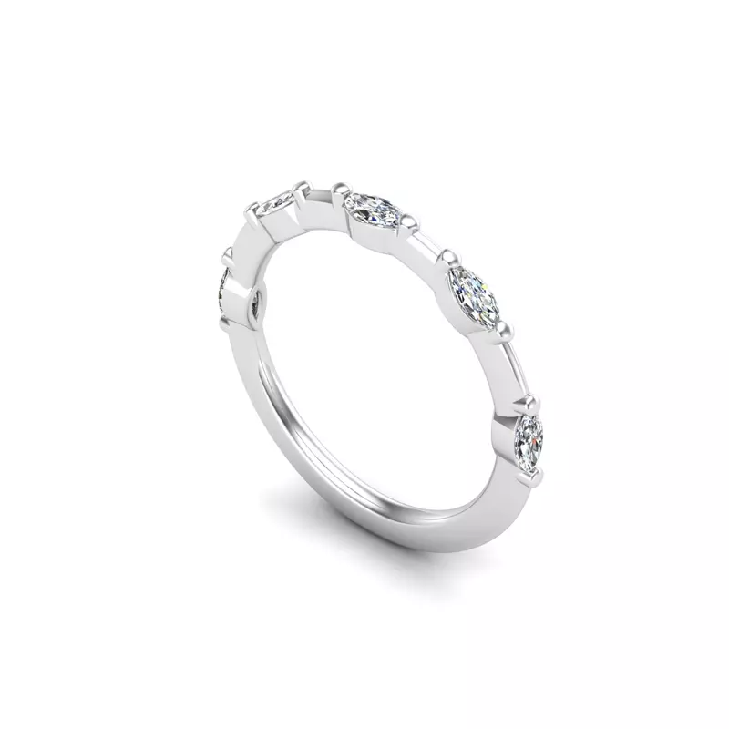 18K White Gold Navy Pave Band