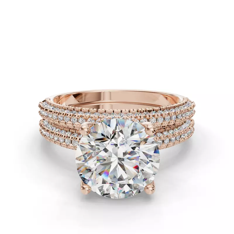 14K Rose Gold Kira Triple Pave Band