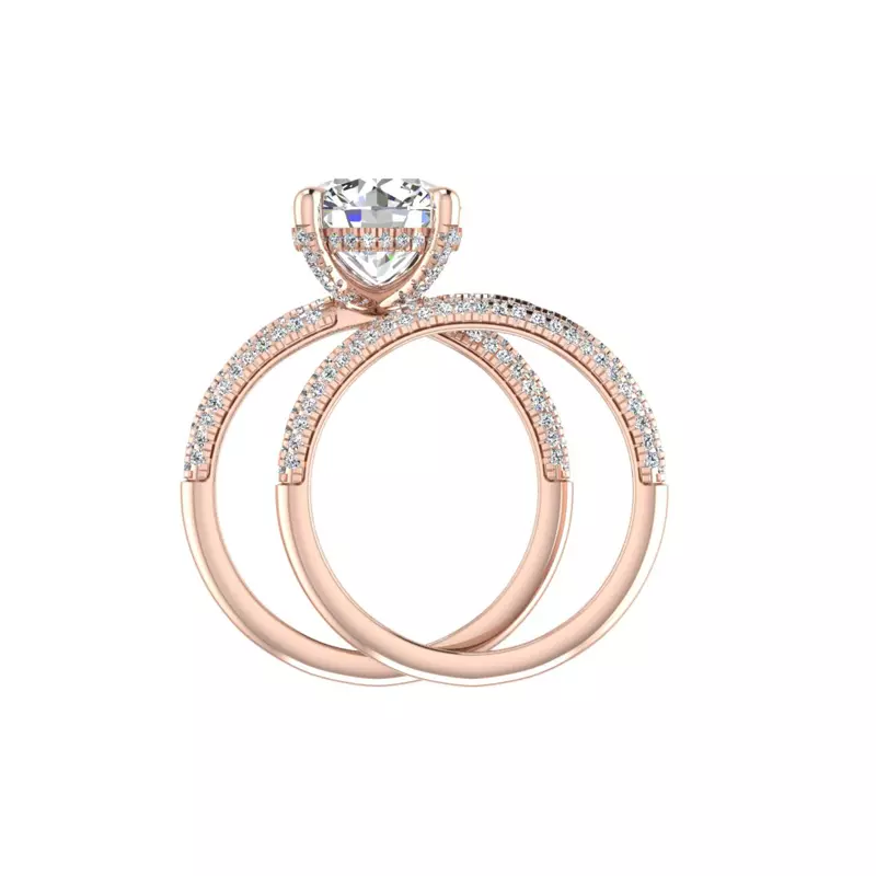 14K Rose Gold Kira Triple Pave Band
