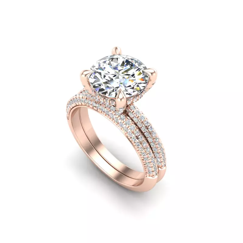14K Rose Gold Kira Triple Pave Band