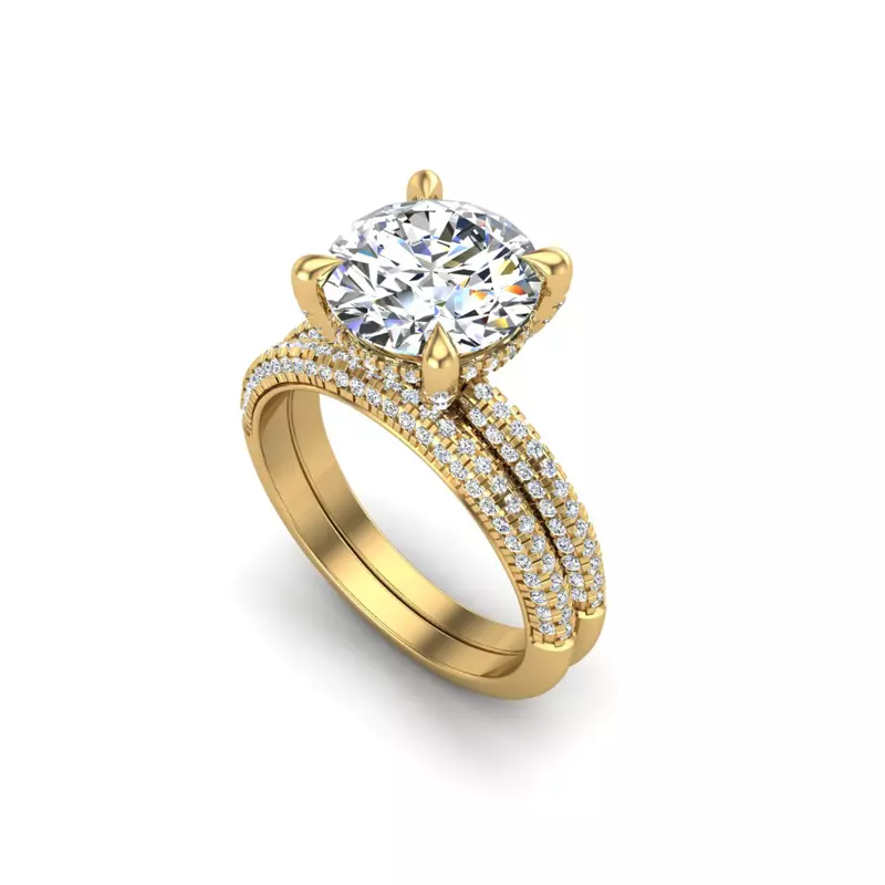 14K Yellow Gold Kira Triple Pave Band