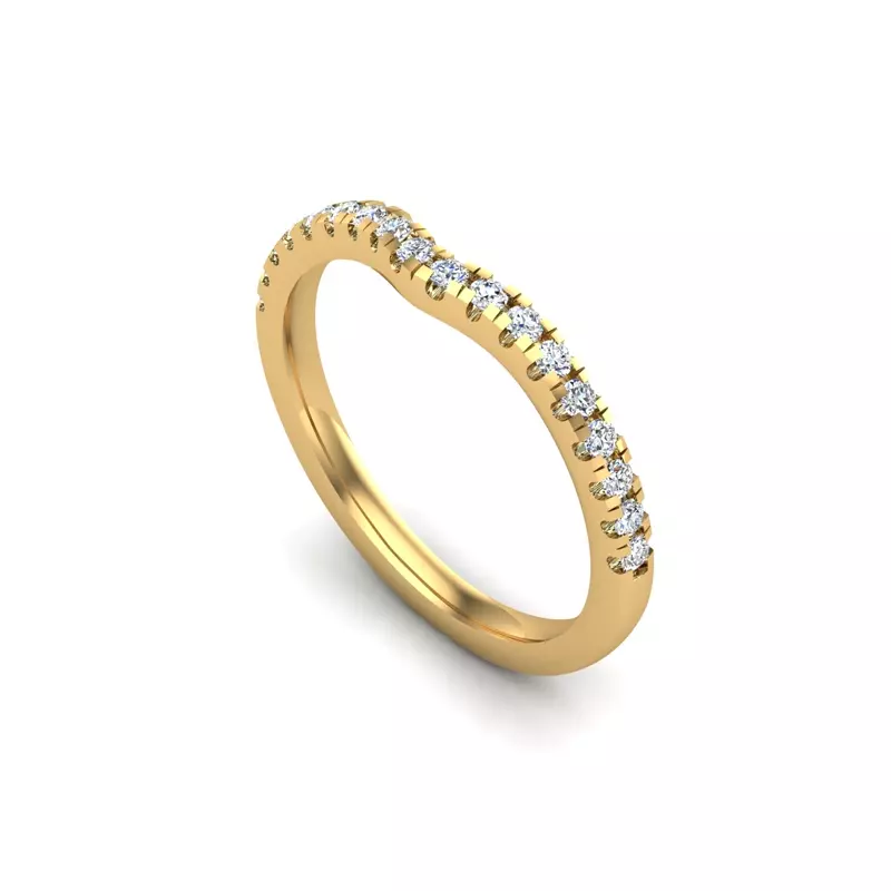 14K Yellow Gold Emelia Curved Pave Band