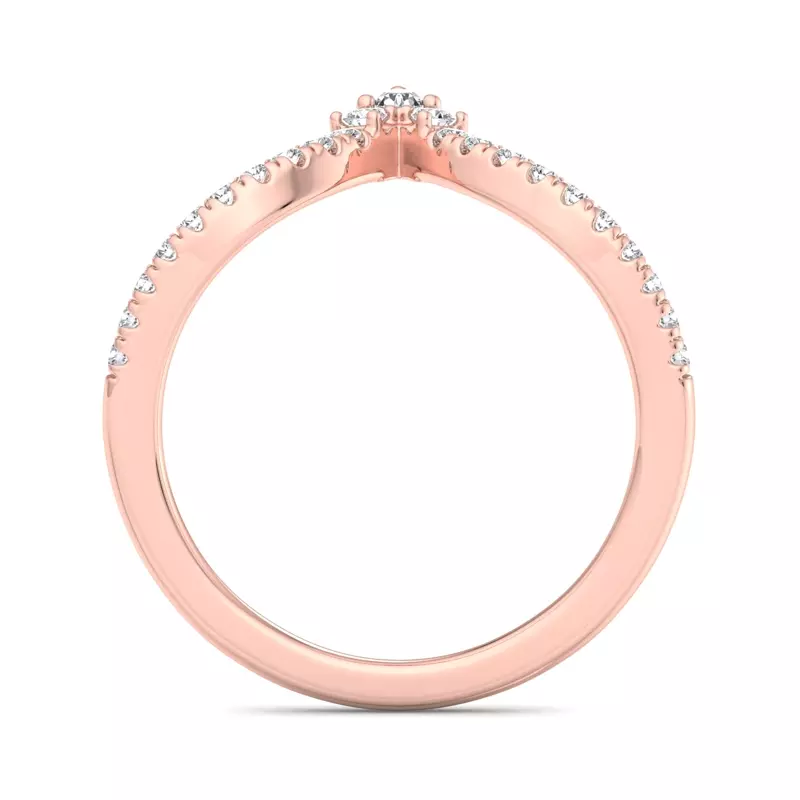 14K Rose Gold Holly Pave Chevron Band