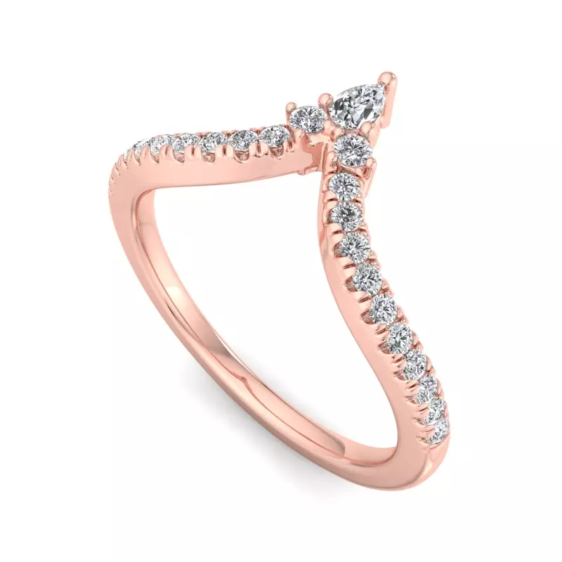 14K Rose Gold Holly Pave Chevron Band