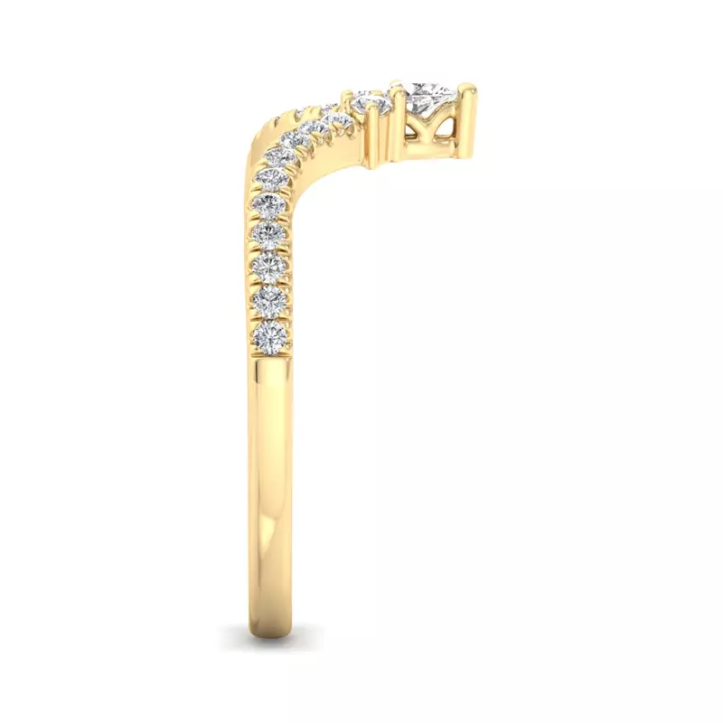 14K Yellow Gold Holly Pave Chevron Band