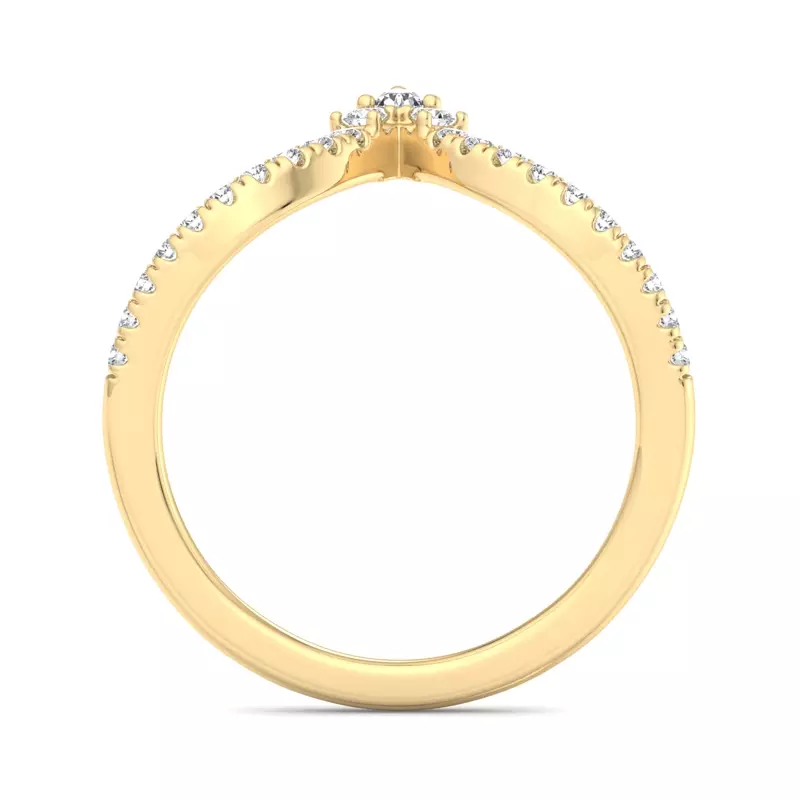 14K Yellow Gold Holly Pave Chevron Band