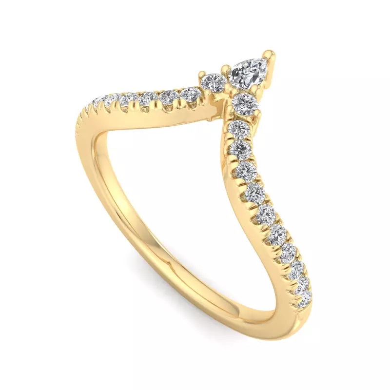 18K Yellow Gold Holly Pave Chevron Band