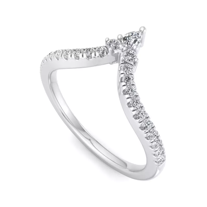 Platinum Holly Pave Chevron Band