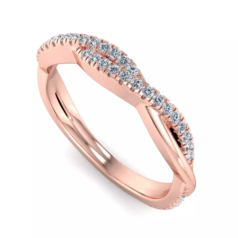 14K Rose Gold Jimena Twisted Pave Band