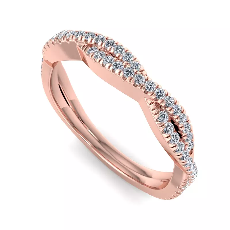 14K Rose Gold Jessica Twisted Pave Band