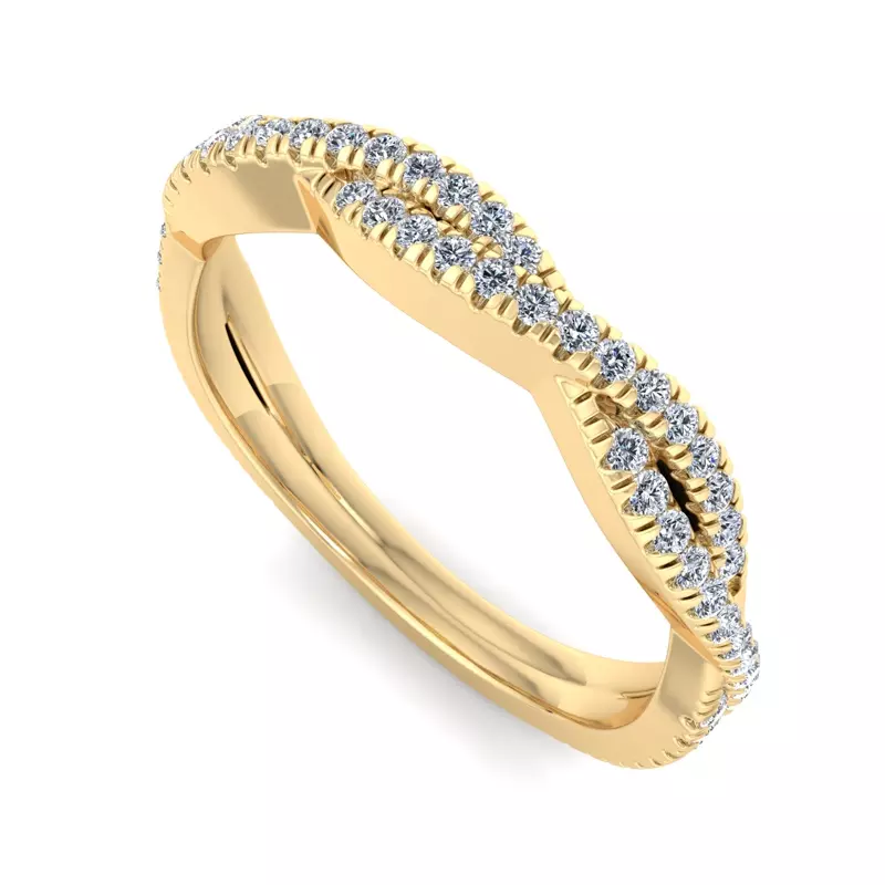 14K Yellow Gold Jessica Twisted Pave Band