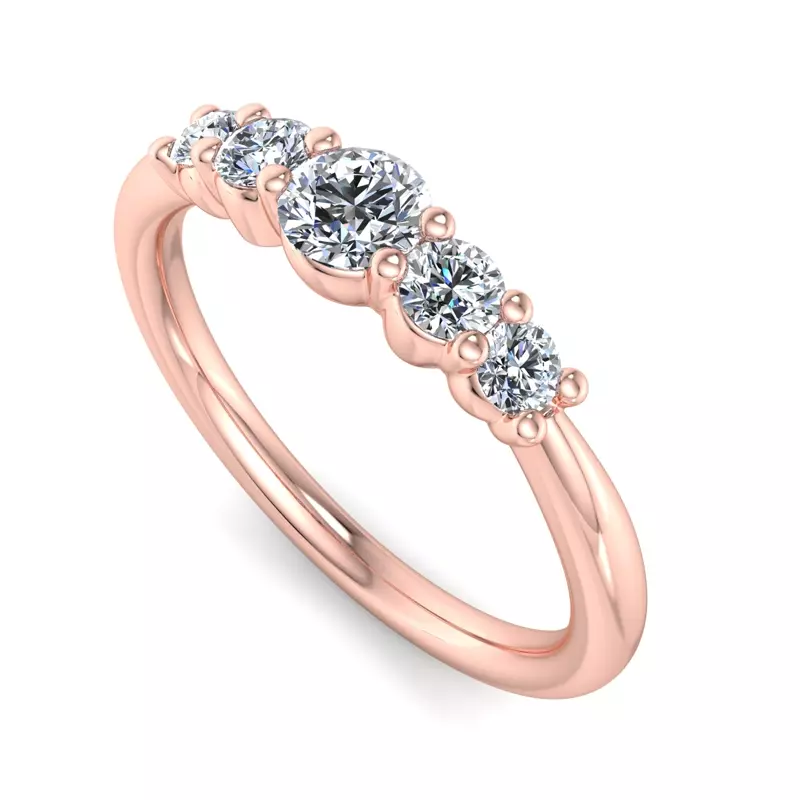 14K Rose Gold Madelynn Graduating 5-Stone Band