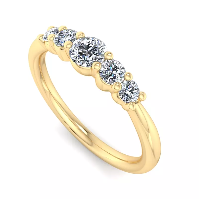 14K Yellow Gold Madelynn Graduating 5-Stone Band