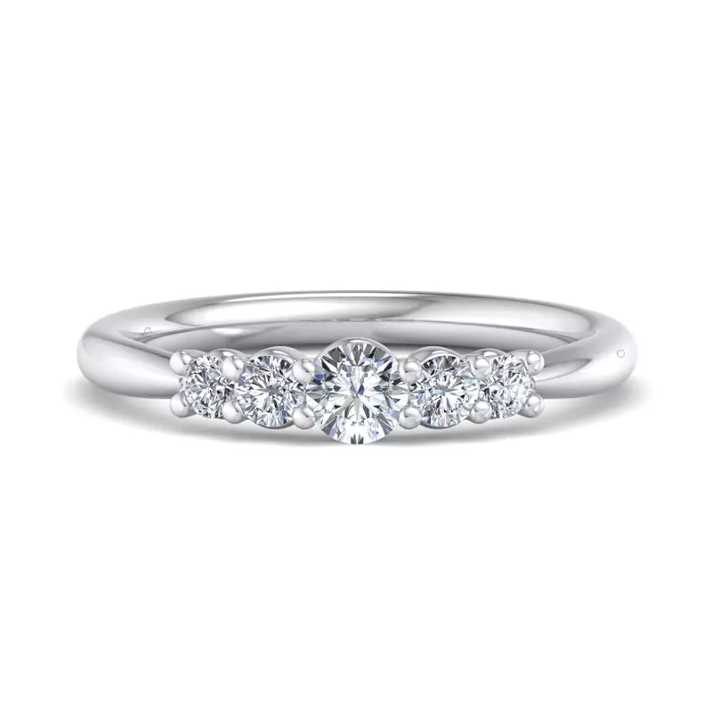 18K White Gold Madelynn Graduating 5-Stone Band