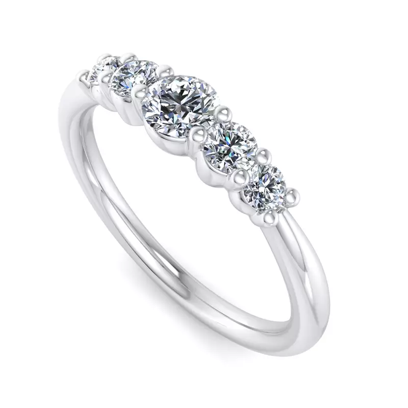 18K White Gold Madelynn Graduating 5-Stone Band