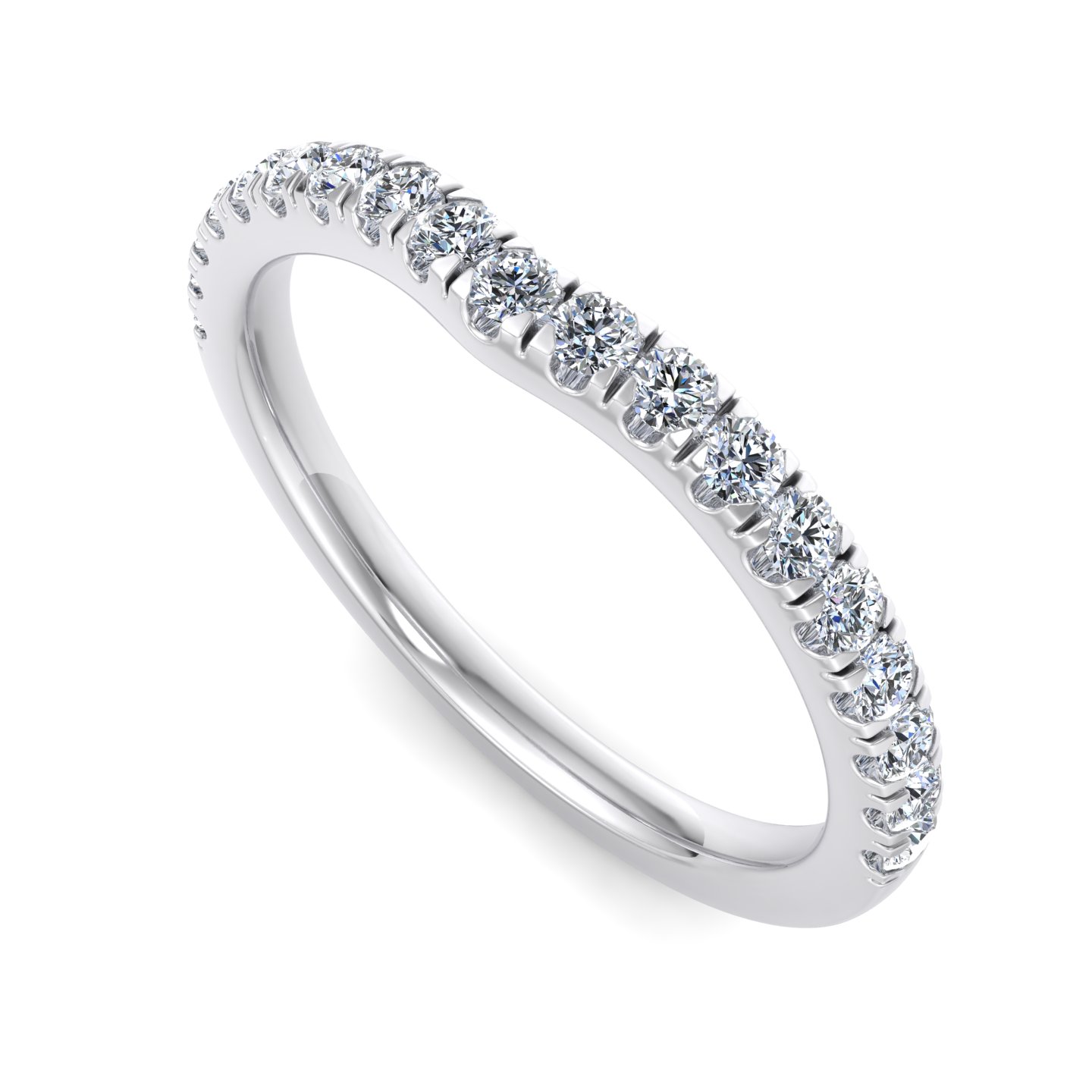18K White Gold Jaliyah Curved Pavé Band