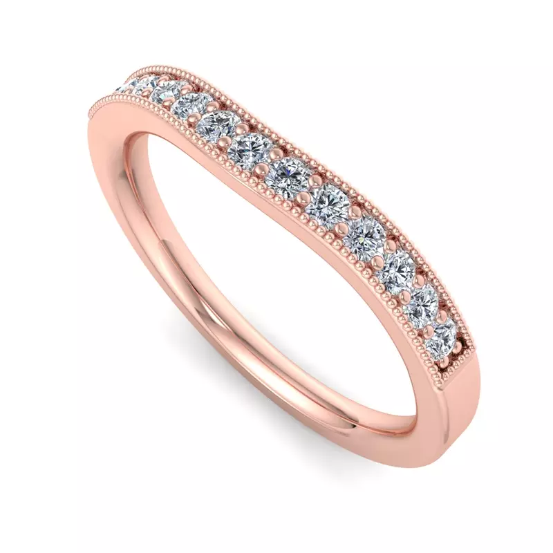 14K Rose Gold Xiamora Pavé And Migraing Curved Band