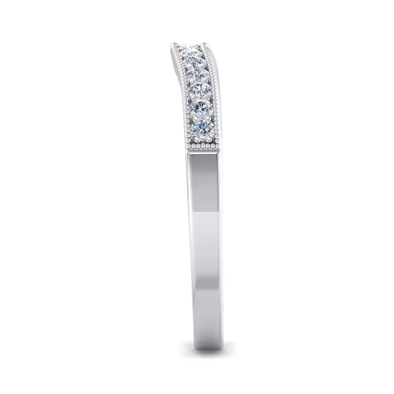 14K White Gold Xiamora Pavé And Migraing Curved Band