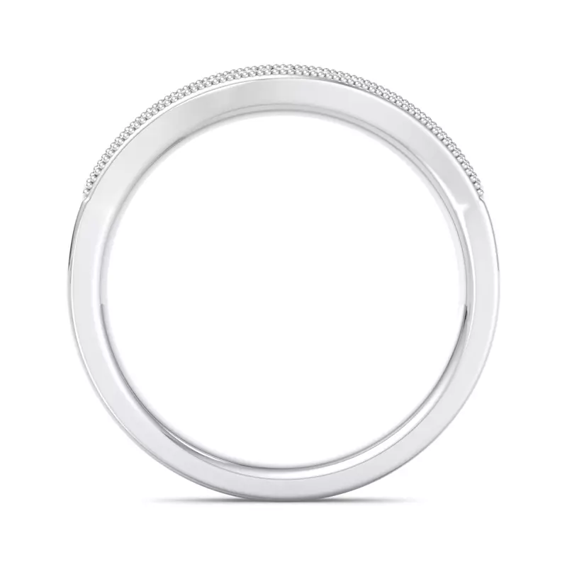 14K White Gold Xiamora Pavé And Migraing Curved Band