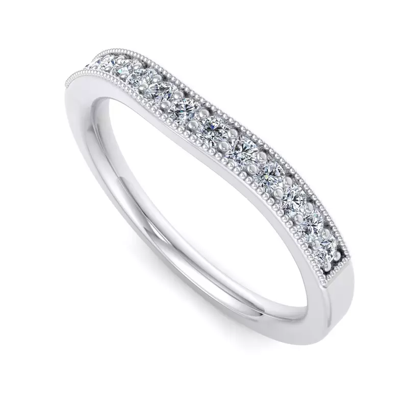 14K White Gold Xiamora Pavé And Migraing Curved Band