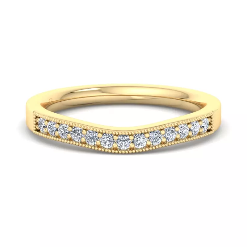 18K Yellow Gold Xiamora Pavé And Migraing Curved Band