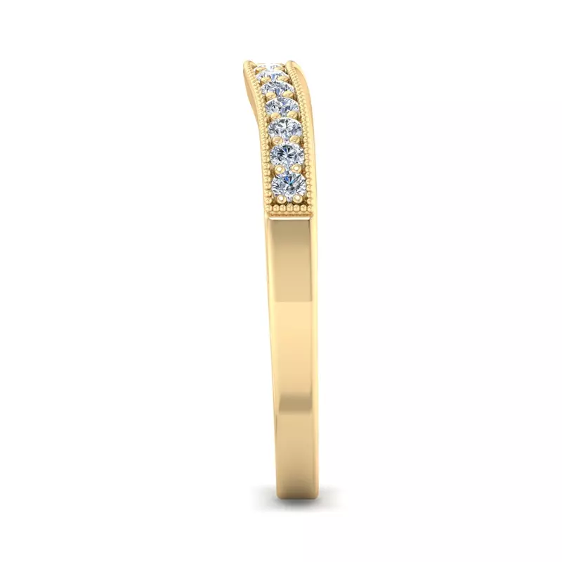 18K Yellow Gold Xiamora Pavé And Migraing Curved Band