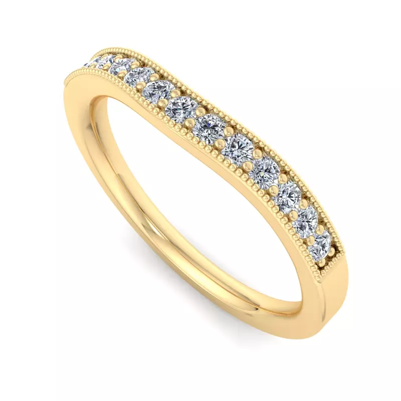 18K Yellow Gold Xiamora Pavé And Migraing Curved Band