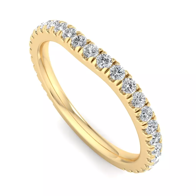 18K Yellow Gold Katalina Pavé Curved Band
