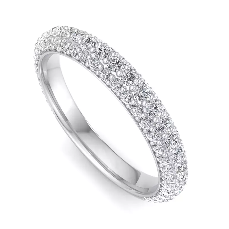 18K White Gold Skyler Rolled Pavé Band