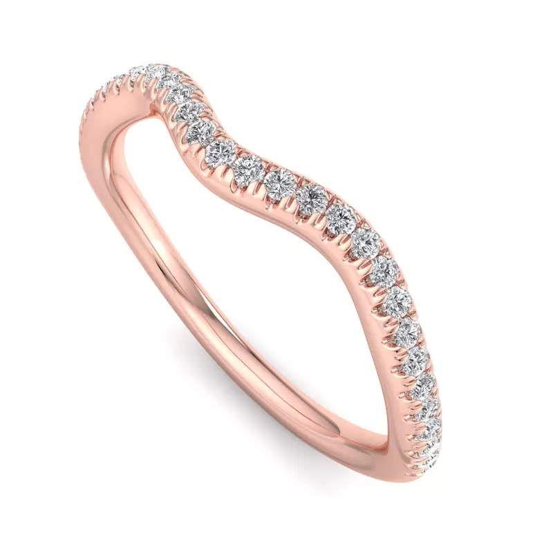 14K Rose Gold Kaliyah Curved Pavé Band
