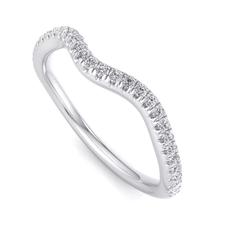 14K White Gold Kaliyah Curved Pavé Band